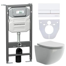Сет 4 в 1 Ceramicanova унитаз Forma Rimless инсталляция с кнопкой Flat цвет белый CN3009_1002W_1000_