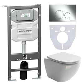 Сет 4 в 1 Ceramicanova унитаз Metropol Rimless инсталляция с кнопкой Round цвет хром CN4002_1001CH_1000_