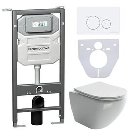 Сет 4 в 1 Ceramicanova унитаз Metropol Rimless инсталляция с кнопкой Round цвет белый CN4002_1001W_1000_