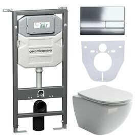 Сет 4 в 1 Ceramicanova унитаз Metropol Rimless инсталляция с кнопкой Flat цвет хром CN4002_1002CH_1000_