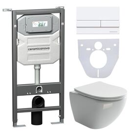Сет 4 в 1 Ceramicanova унитаз Metropol Rimless инсталляция с кнопкой Flat цвет белый CN4002_1002W_1000_