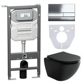 Сет 4 в 1 Ceramicanova унитаз Metropol Rimless инсталляция с кнопкой Flat цвет хром CN4002MB_1002CH_1000_