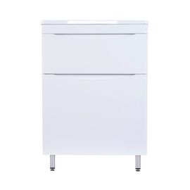 Тумба напольная Style Line Бергамо мини 60 2 ящика Люкс антискрейтч белый PLUS_