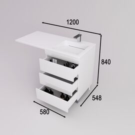 Тумба напольная Style Line Даллас ЛЕОН 120 3 ящика Люкс белая PLUS_
