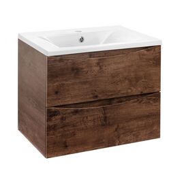 Тумба под раковину Vincea Mia 600 подвесная 2 выкатных ящика soft close R.Wood, Цвет товара: темно-коричневый_