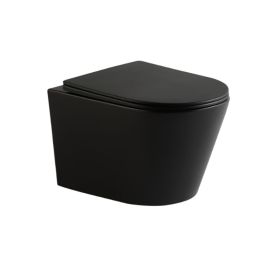 Унитаз подвесной IBERICA BLANCA BURGOS Mini IB.BRM.234.2B2 черный безободковый TORNADO тонкое сиденье дюропласт soft close_