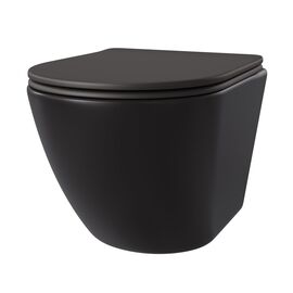 Подвесной безободковый унитаз Taliente Amato AM25010 Nero черный матовый с крышкой микролифт, Цвет товара: черный матовый_
