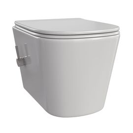 Подвесной безободковый унитаз Taliente Correto CR25200+SMcromo белый с крышкой микролифт с хром. смесителем биде_