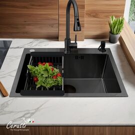 Кухонная мойка Ceruttispa GLORIA 60B nano black графит 600х500х220_