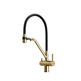 Смеситель для кухни Sancos Dora брашированное золото PVD покрытие SC4003BG_