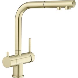 Смеситель для кухни Blanco FONTAS-S II satin gold 526694 с подключением фильтра и выдвижной лейкой_