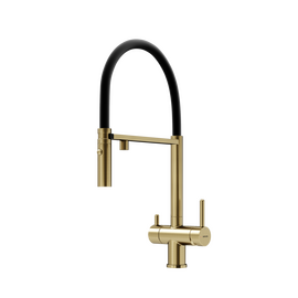 Смеситель для кухни Sancos Imola брашированное золото с черным изливом SC4010BGbh_