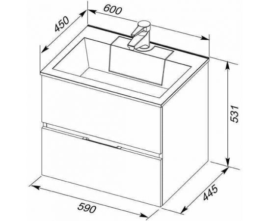 Тумба с раковиной Aquanet Алвита 60 белый арт. 00213095_, изображение 3