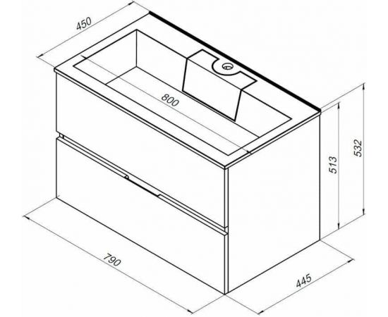 Тумба с раковиной Aquanet Алвита 80 серый антрацит арт. 00242610_, изображение 3