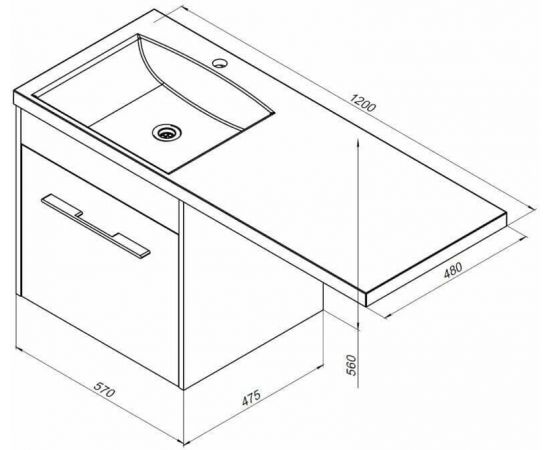 Тумба с раковиной Aquanet Августа 120 R белый арт. 00239782_, изображение 3