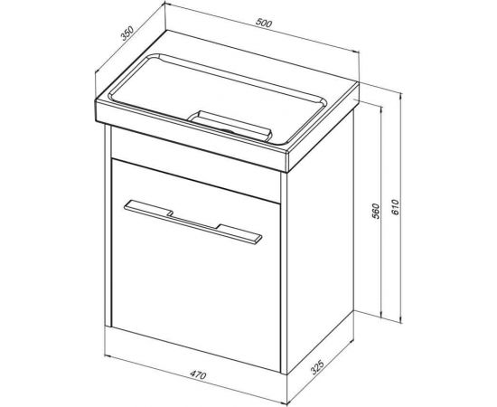 Тумба с раковиной Aquanet Августа 50 (Moduo Slim) белый арт. 00254069_, изображение 3