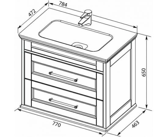 Тумба с раковиной Aquanet Бостон М 80 белый арт. 00212668_, изображение 3