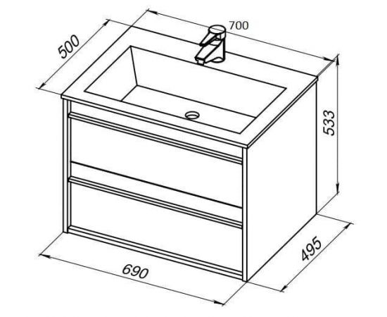 Тумба с раковиной Aquanet Lino 70 Дуб Веллингтон арт. 00271946_, изображение 3