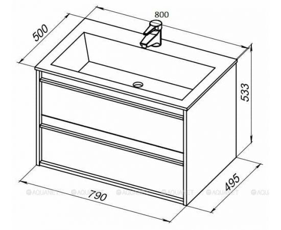 Тумба с раковиной Aquanet Lino 80 белый матовый арт. 00271947_, изображение 3