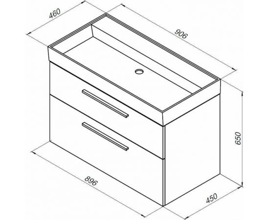 Тумба с раковиной Aquanet Nova 90 дуб рошелье (2 ящика) арт. 00245257_, изображение 3