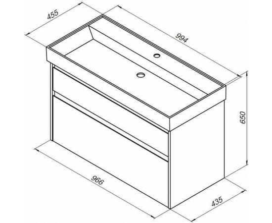 Тумба с раковиной Aquanet Nova Lite 100 дуб рустикальный (2 ящика) арт. 00254701_, изображение 3