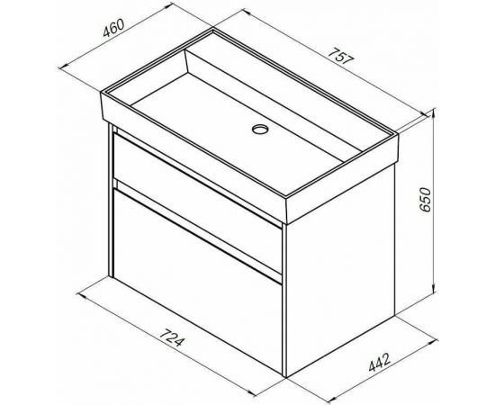 Тумба с раковиной Aquanet Nova Lite 75 белый (2 ящика) арт. 00245244_, изображение 3