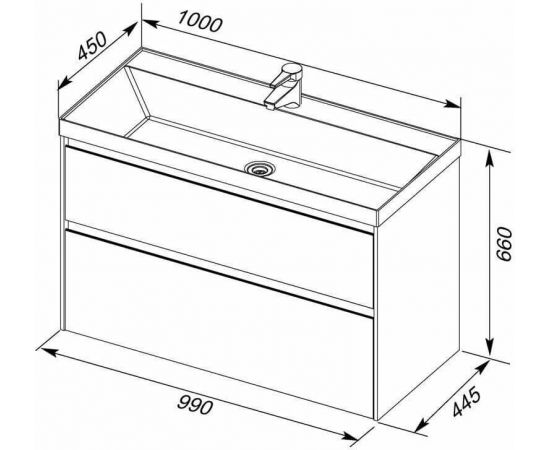 Тумба с раковиной Aquanet Гласс 100 белый арт. 00242526_, изображение 3