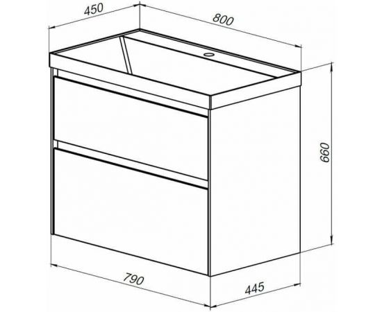 Тумба с раковиной Aquanet Гласс 80 белый арт. 00242524_, изображение 3