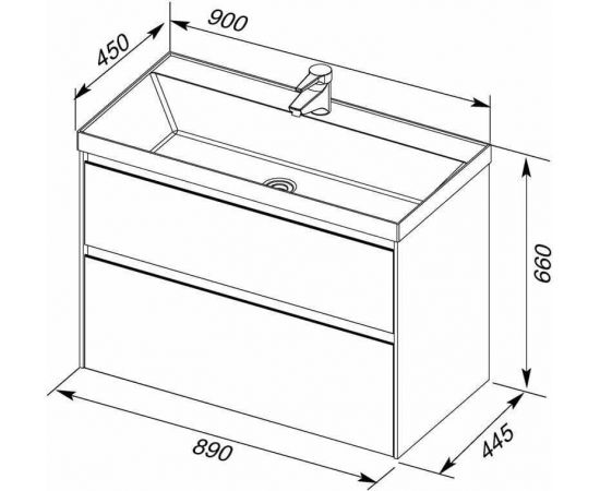 Тумба с раковиной Aquanet Гласс 90 белый арт. 00242525_, изображение 3