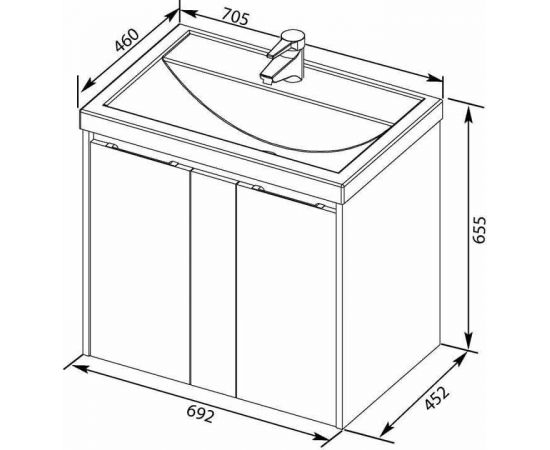 Тумба с раковиной Aquanet Клио 70 белый глянец арт. 00280877_, изображение 3