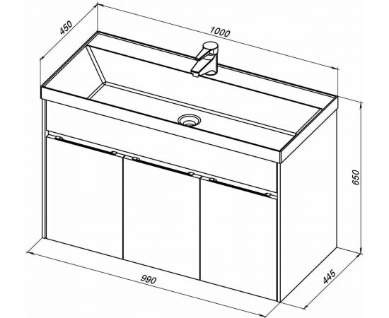 Тумба с раковиной Aquanet Латина 100 белый арт. 00212837_, изображение 3