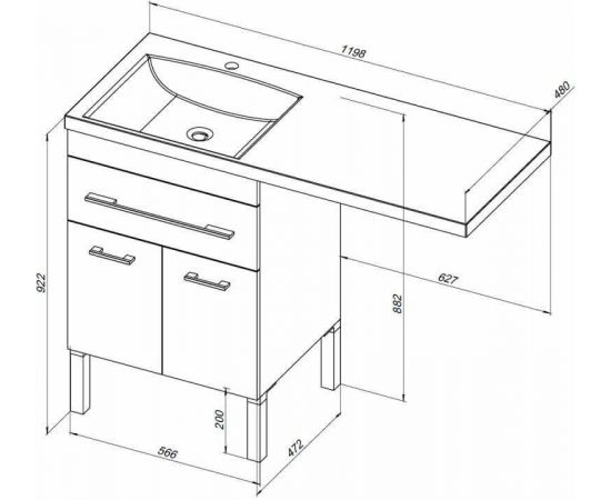 Тумба с раковиной Aquanet Верона 120 L белый (напольная, 1 ящик, 2 дверцы) арт. 00239947_, изображение 3