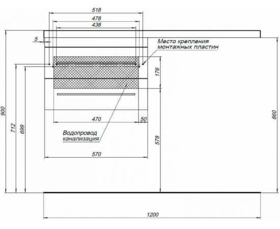 Тумба с раковиной Aquanet Верона 120 L белый (подвесная, 2 ящика) арт. 00239789_, изображение 4