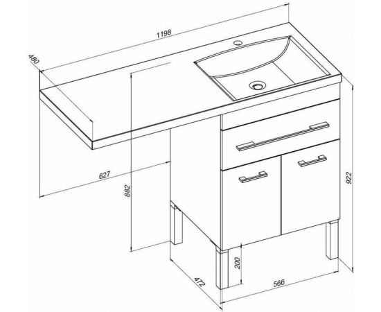 Тумба с раковиной Aquanet Верона 120 R белый (напольная, 1 ящик, 2 дверцы) арт. 00239949_, изображение 3