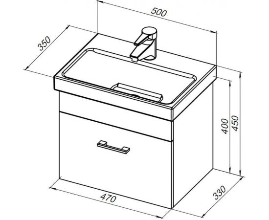 Тумба с раковиной Aquanet Верона 50 (Moduo Slim) белый арт. 00254066_, изображение 3