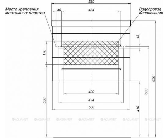 Тумба с раковиной Aquanet Верона 58 New черный матовый арт. 00281095_, изображение 4