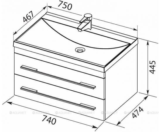 Тумба с раковиной Aquanet Верона 75 белый матовый арт. 00287645_, изображение 3