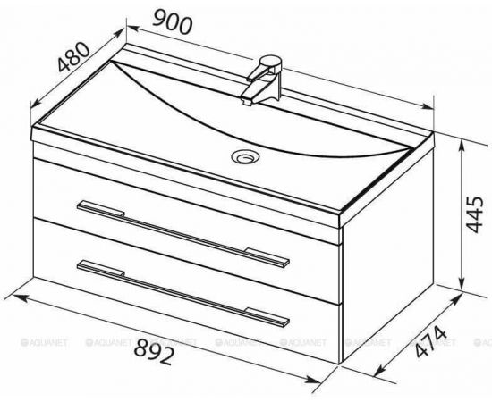 Тумба с раковиной Aquanet Верона 90 белый матовый арт. 00287647_, изображение 3