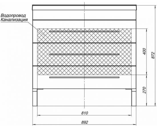 Тумба с раковиной Aquanet Верона 90 белый (напольная 3 ящика) арт. 00287674_, изображение 4