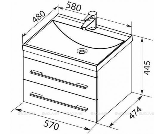 Тумба с раковиной Aquanet Верона белый матовый арт. 00287643_, изображение 3