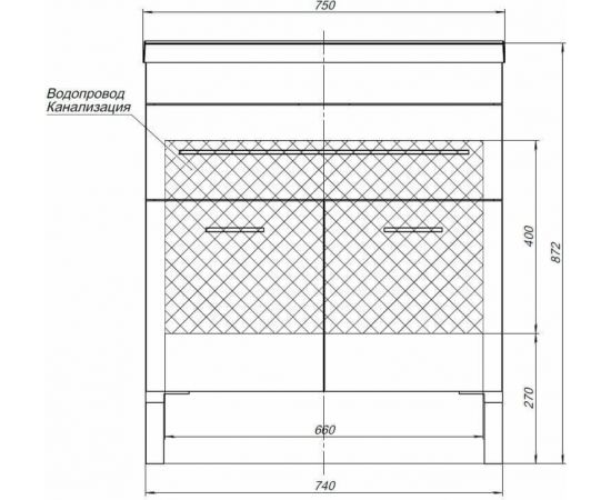 Тумба с раковиной Aquanet Верона N 75 черный (напольная 1 ящик 2 дверцы) арт. 00231008_, изображение 3