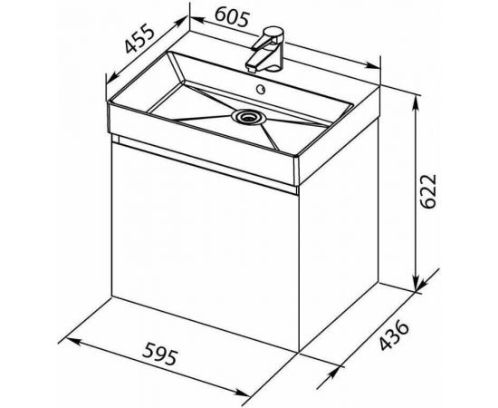 Тумба с раковиной Aquanet Йорк 60 белый арт. 00212591_, изображение 3