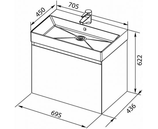 Тумба с раковиной Aquanet Йорк 70 белый арт. 00212592_, изображение 3