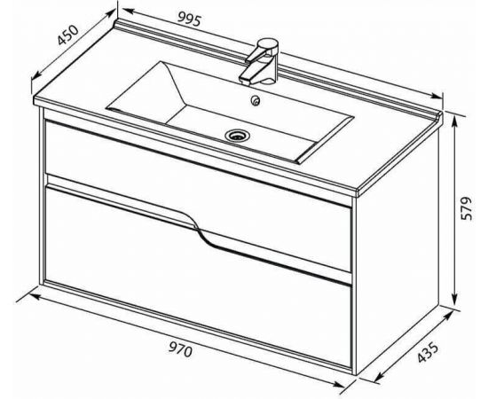 Тумба с раковиной Aquanet Модена 100 белый арт. 00212664_, изображение 3