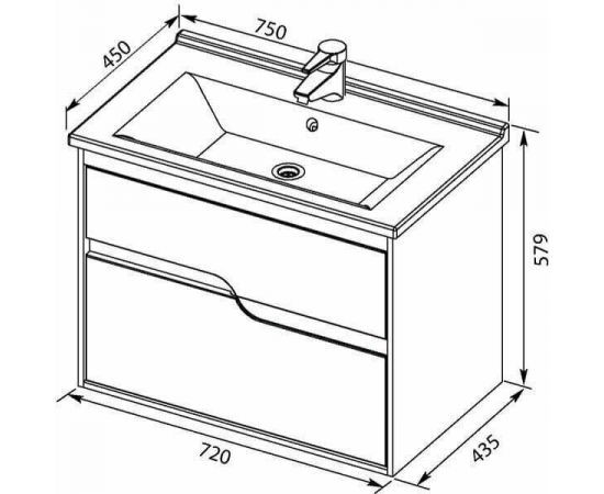 Тумба с раковиной Aquanet Модена 75 белый арт. 00212662_, изображение 3