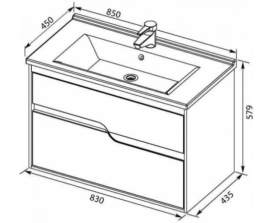 Тумба с раковиной Aquanet Модена 85 белый арт. 00212663_, изображение 3