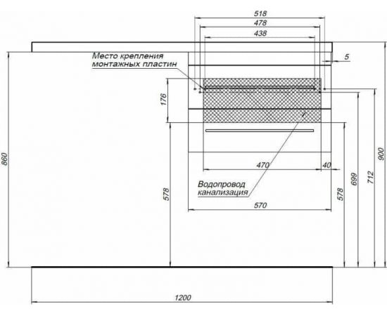 Тумба с раковиной Aquanet Нота 120 R белый арт. 00240161_, изображение 4