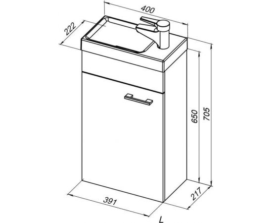 Тумба с раковиной Aquanet Нота 40 L (Moduo) белый арт. 00254044_, изображение 3