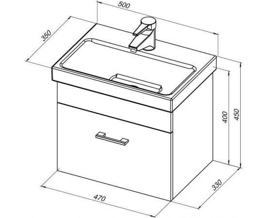 Тумба с раковиной Aquanet Нота 50 (Moduo Slim) белый арт. 00254064_, изображение 3