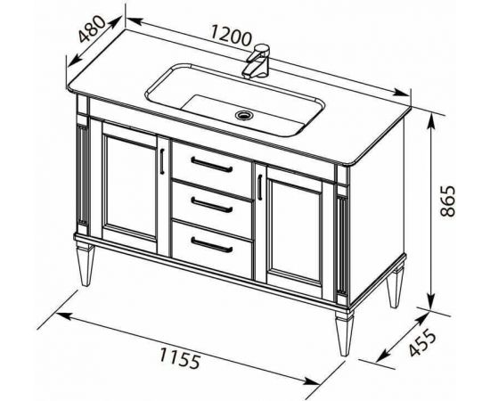 Тумба с раковиной Aquanet Селена 120 белый/серебро арт. 00233696_, изображение 3